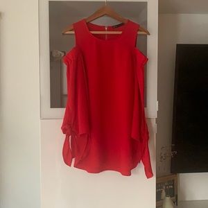 Red cold shoulder top with bell sleeve!